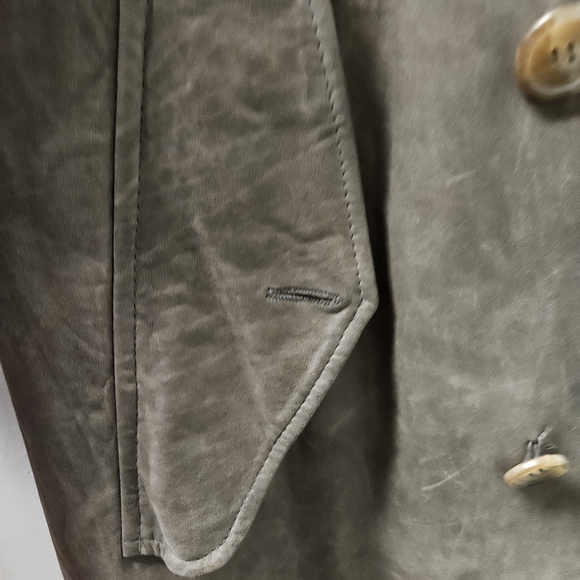 Sawyer Of NAPA Leather Women's Brown/Gray Trench Coat - Picture 4 of 8